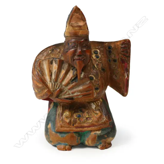 A Japanese Edo period carved wooden study of a Sambasso dancer,