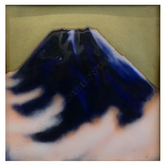 A vintage Japanese wireless cloisonne plaque of Mt. Fuji,