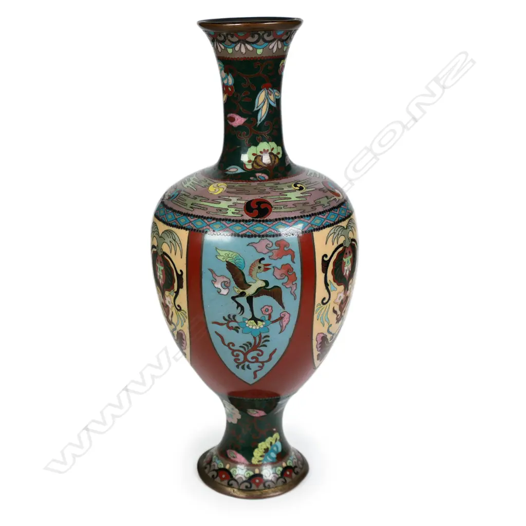 A c.1880 Meiji Japanese baluster cloisonné vase, Image 1++