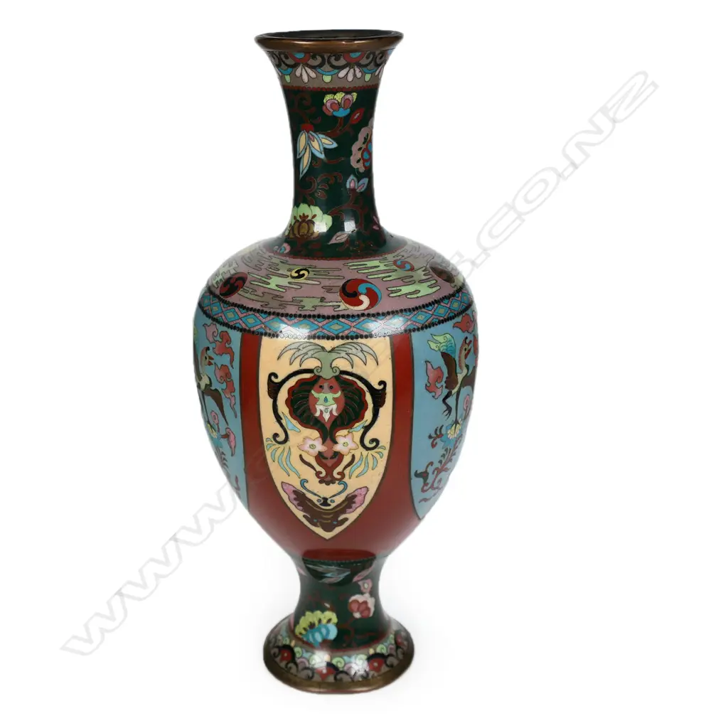 A c.1880 Meiji Japanese baluster cloisonné vase, Image 1++