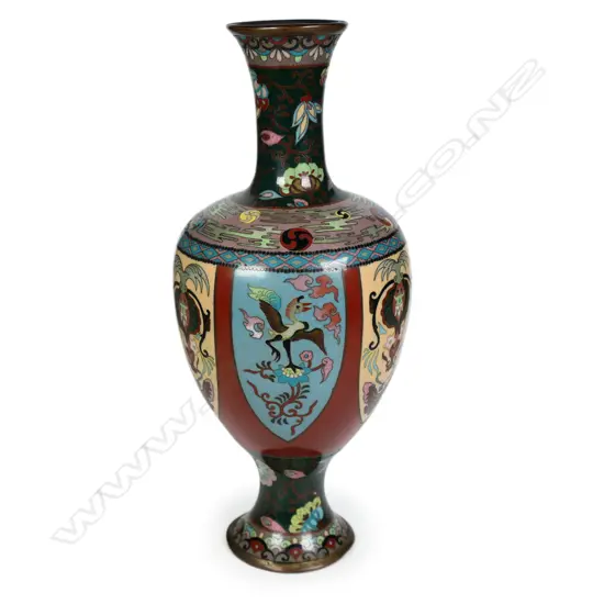 A c.1880 Meiji Japanese baluster cloisonné vase,