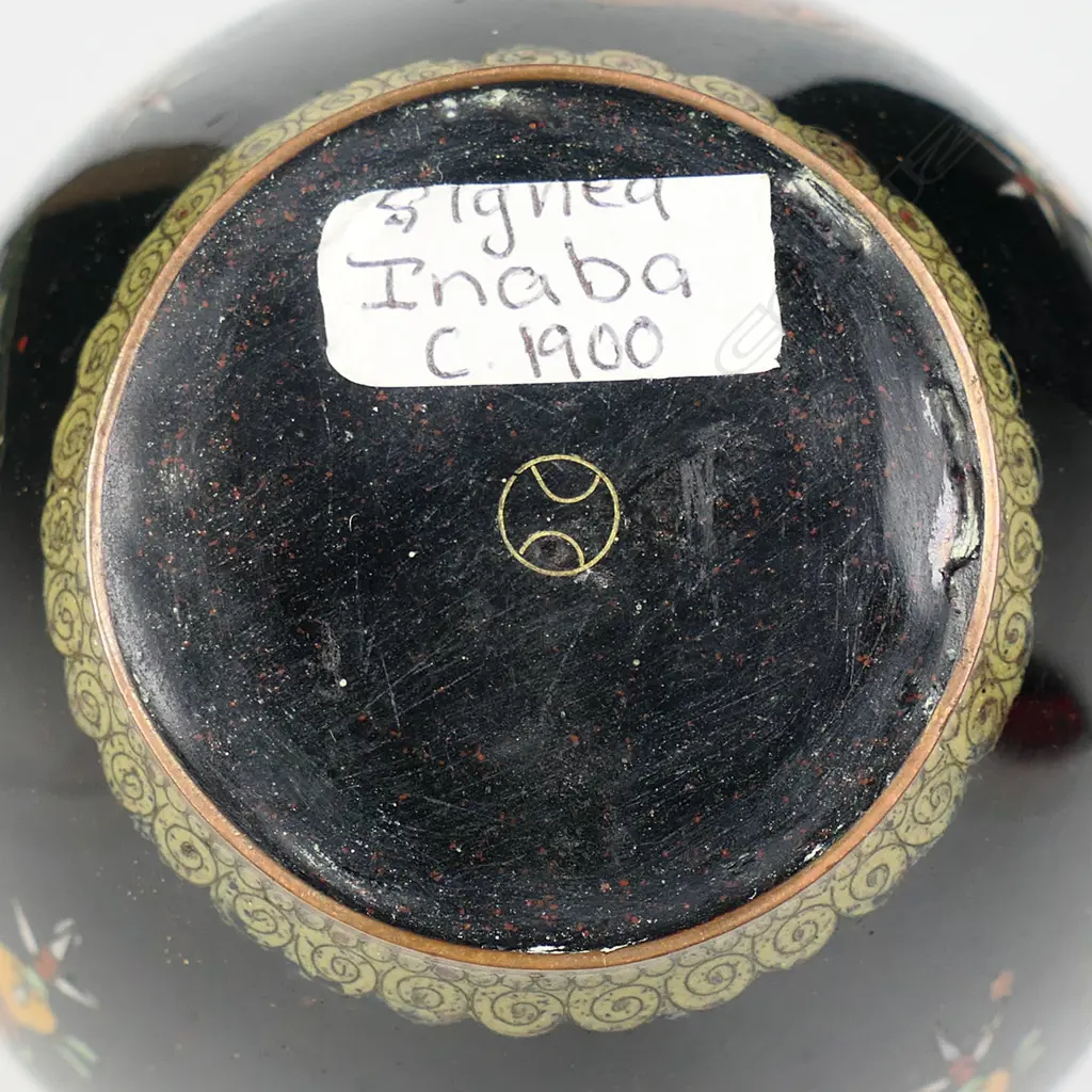 A good Japanese Meiji period squat cloisonné= Inaba vase, Image 1++