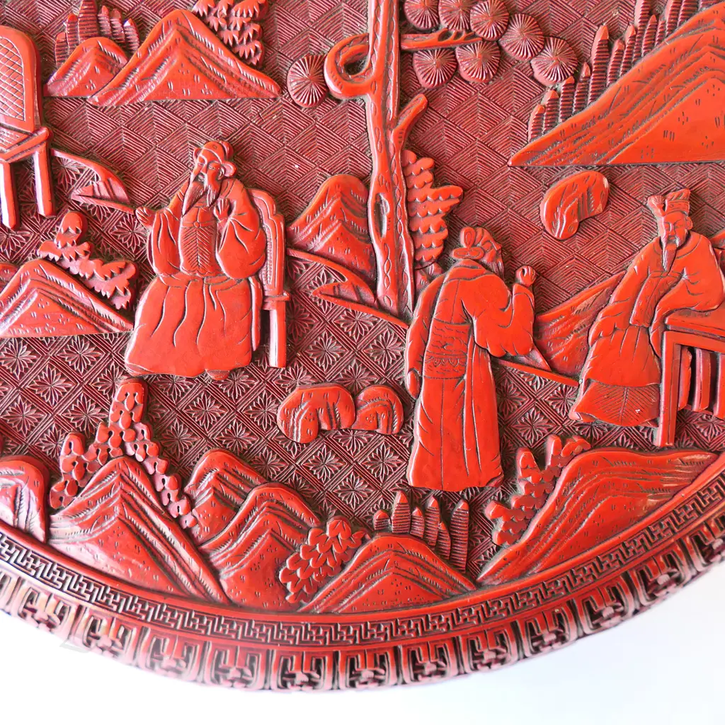 An old Chinese cinnabar lacquer circular box, Image 1++