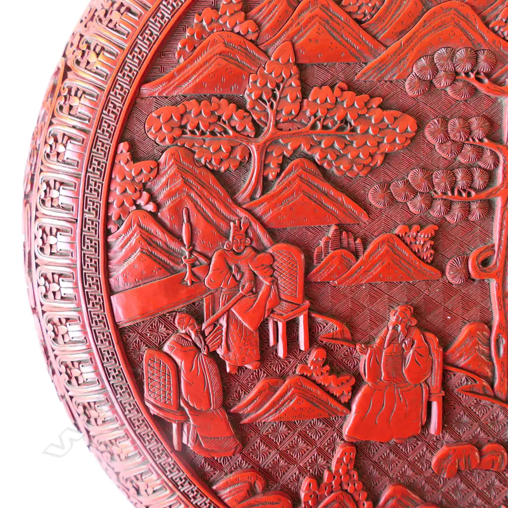 An old Chinese cinnabar lacquer circular box, Image 1++
