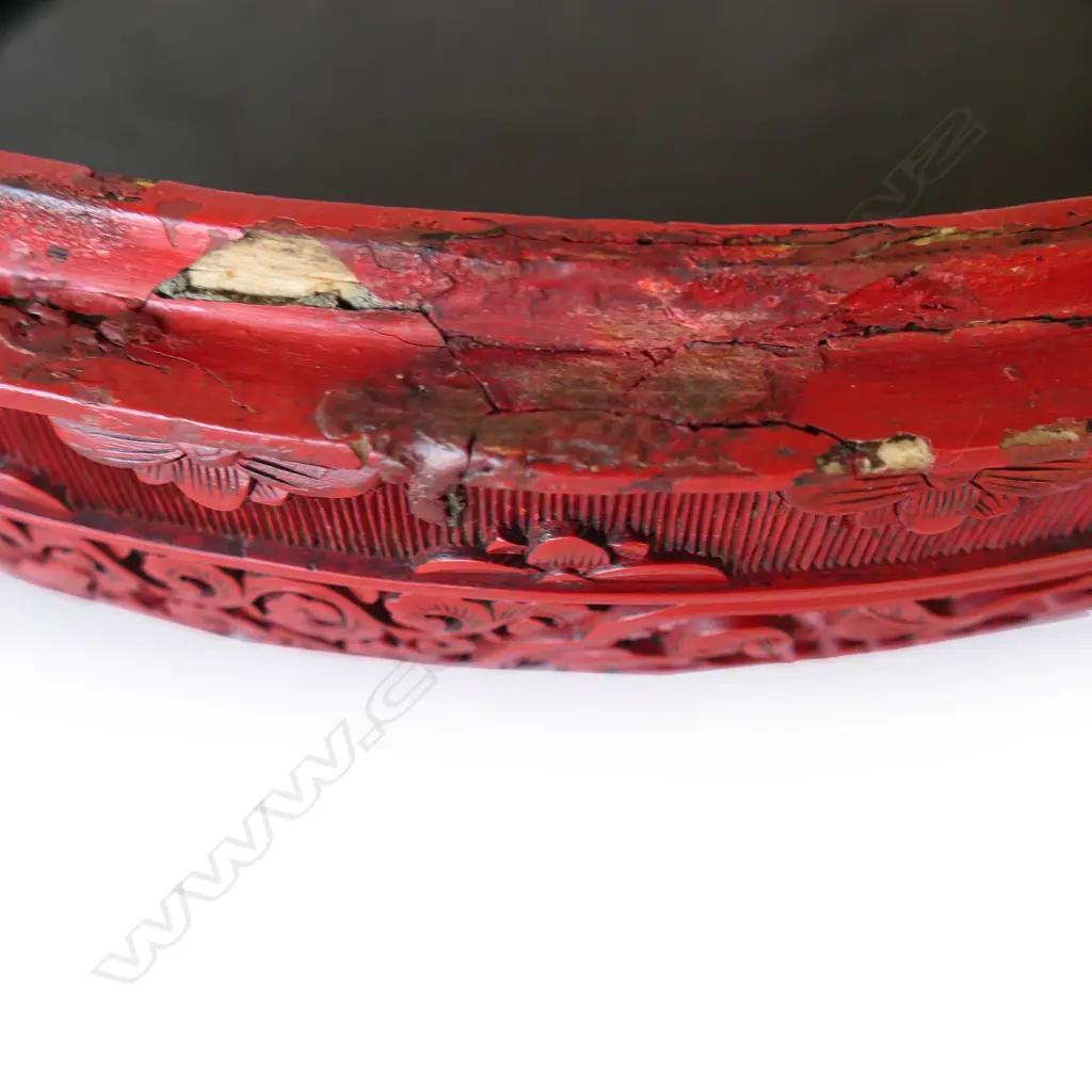 An old Chinese cinnabar lacquer circular box, Image 1++