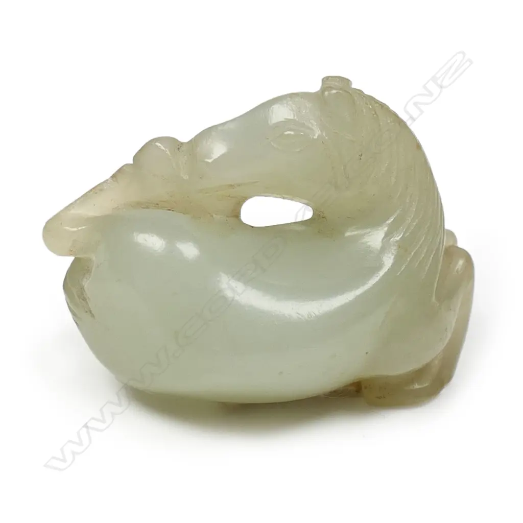 An old Chinese pale green jade small pendant/handling piece, Image 1++
