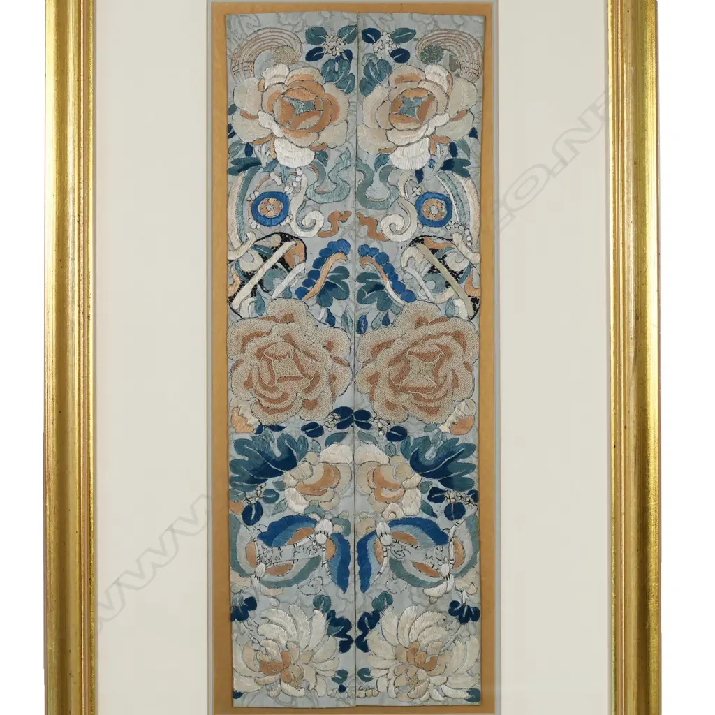 Two pairs of framed Chinese Mandarin's cuffs, Image 1++