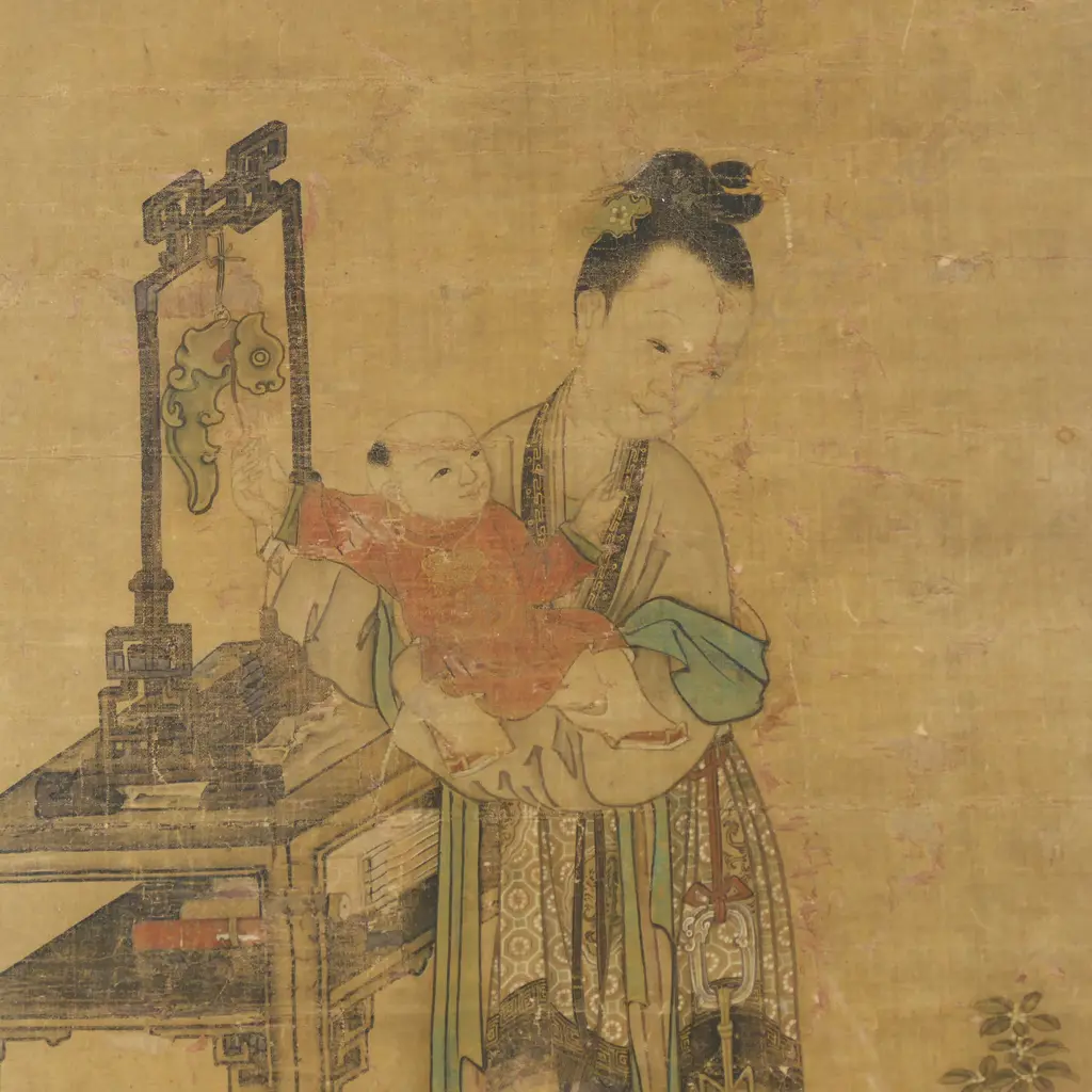 A large Chinese ink and watercolour on silk, Image 1++