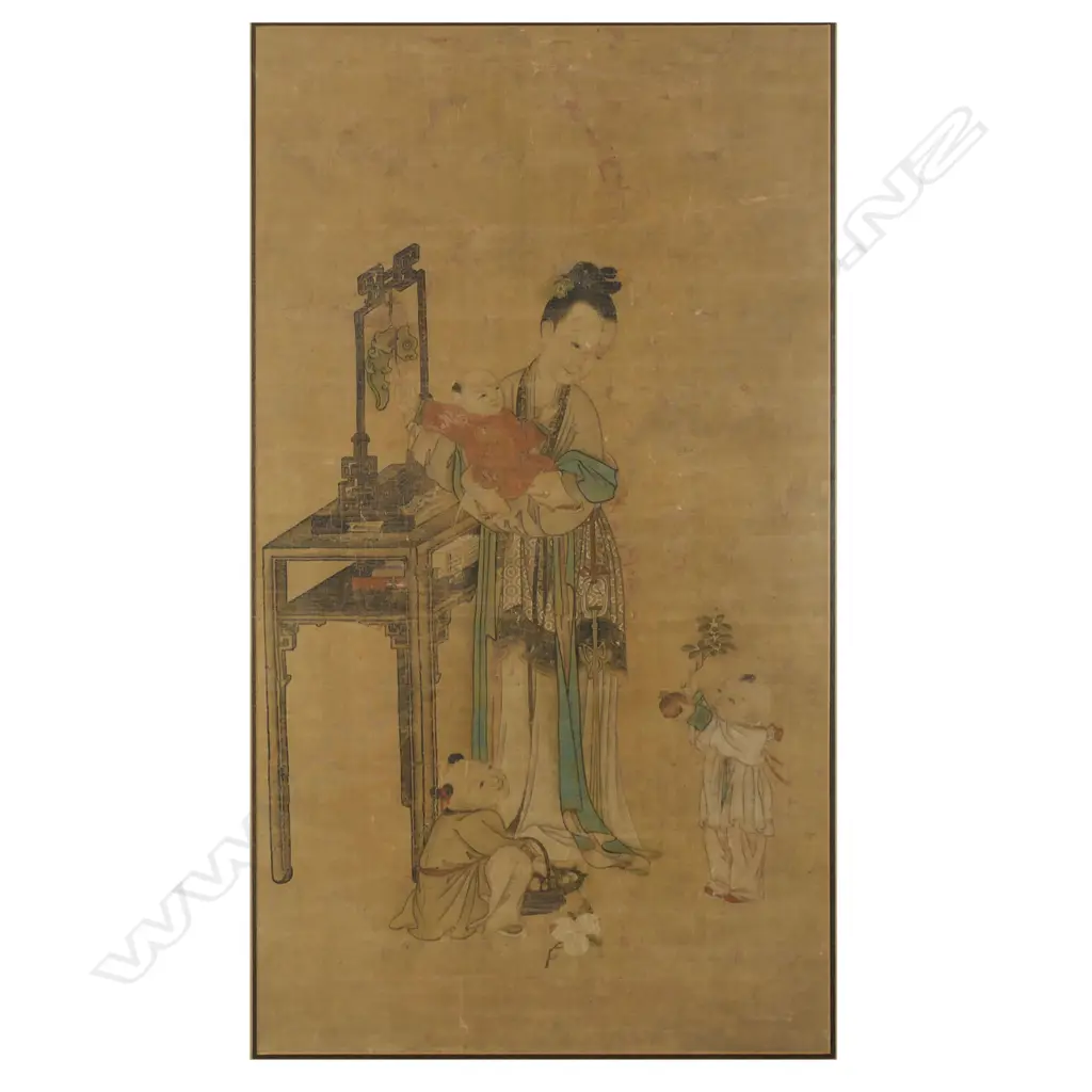 A large Chinese ink and watercolour on silk, Image 1++