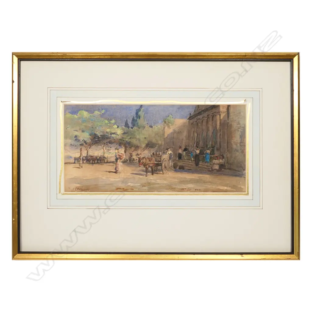 C.N. WORSLEY (1862-1923)  'MARKET DAY', WATERCOLOUR, SIGNED, 142 x 292mm Image 1++