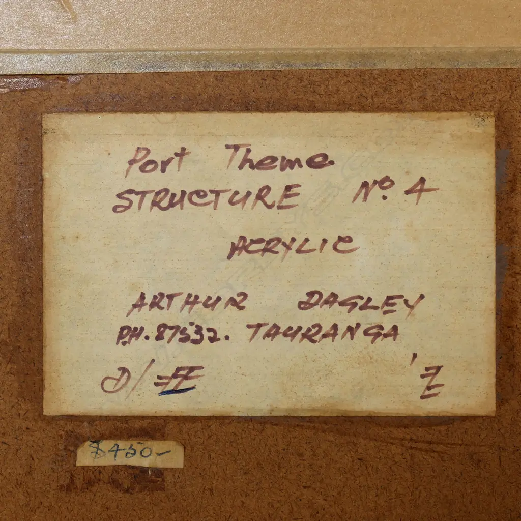 Arthur E Dagley (NZ 1919-98) 'Port Theme Structure No.4, Image 1++