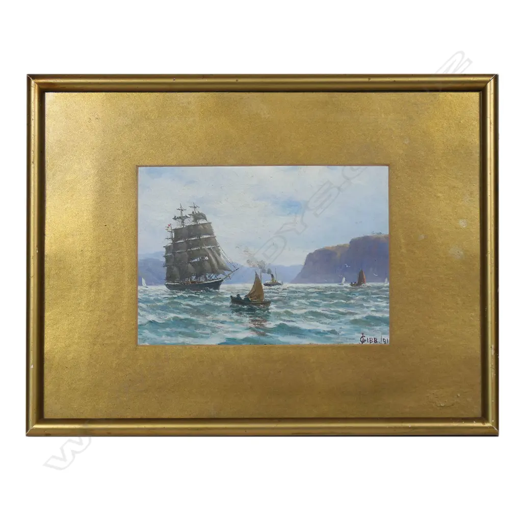 John Gibb (1831-1909) 'Outward Bound Off Lyttleton Heads', Image 1++