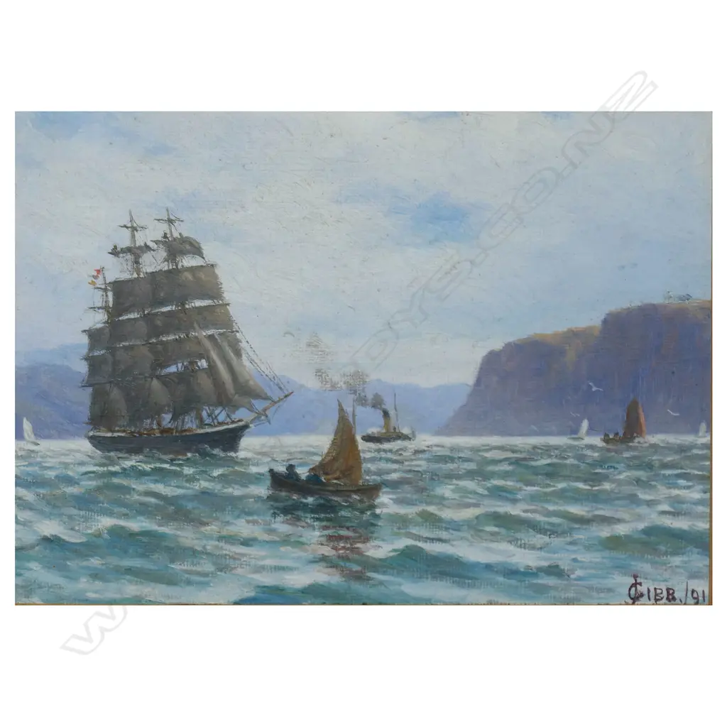 John Gibb (1831-1909) 'Outward Bound Off Lyttleton Heads', Image 1++