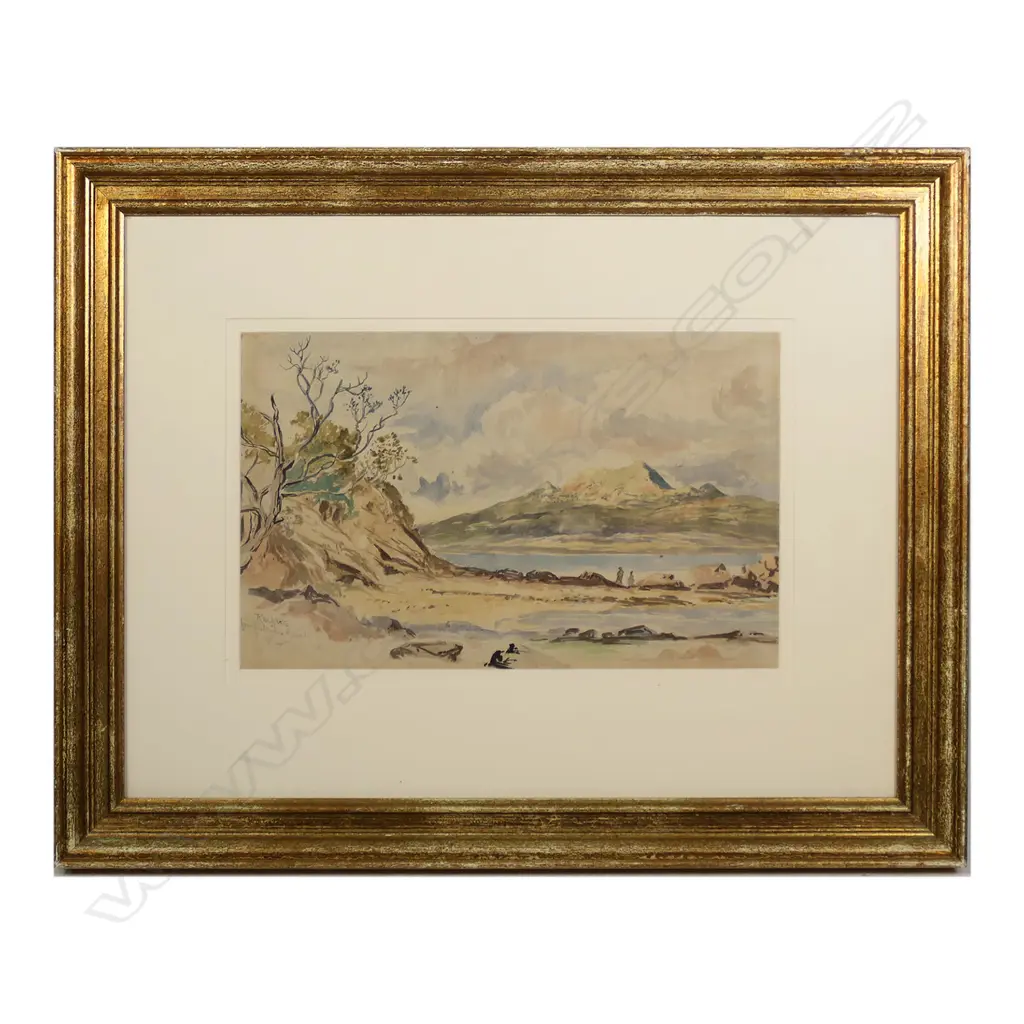 Wilhelm Dittmer (Germany/NZ 1866-1909) 'Rangitoto from Cheltenham Beach', Image 1++