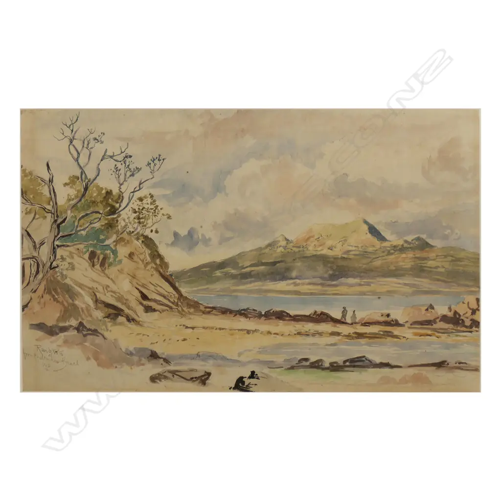 Wilhelm Dittmer (Germany/NZ 1866-1909) 'Rangitoto from Cheltenham Beach', Image 1++