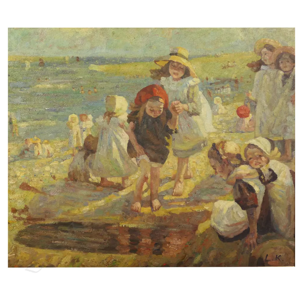 Artist unknown 'Children Playing on Beach', Image 1++