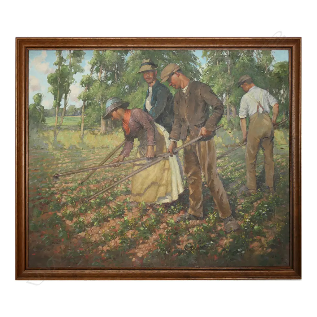 Francis P. Martin (Scotland 1883-1966) farm workers hoeing the field, Image 1++