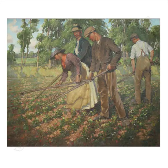 Francis P. Martin (Scotland 1883-1966) farm workers hoeing the field,