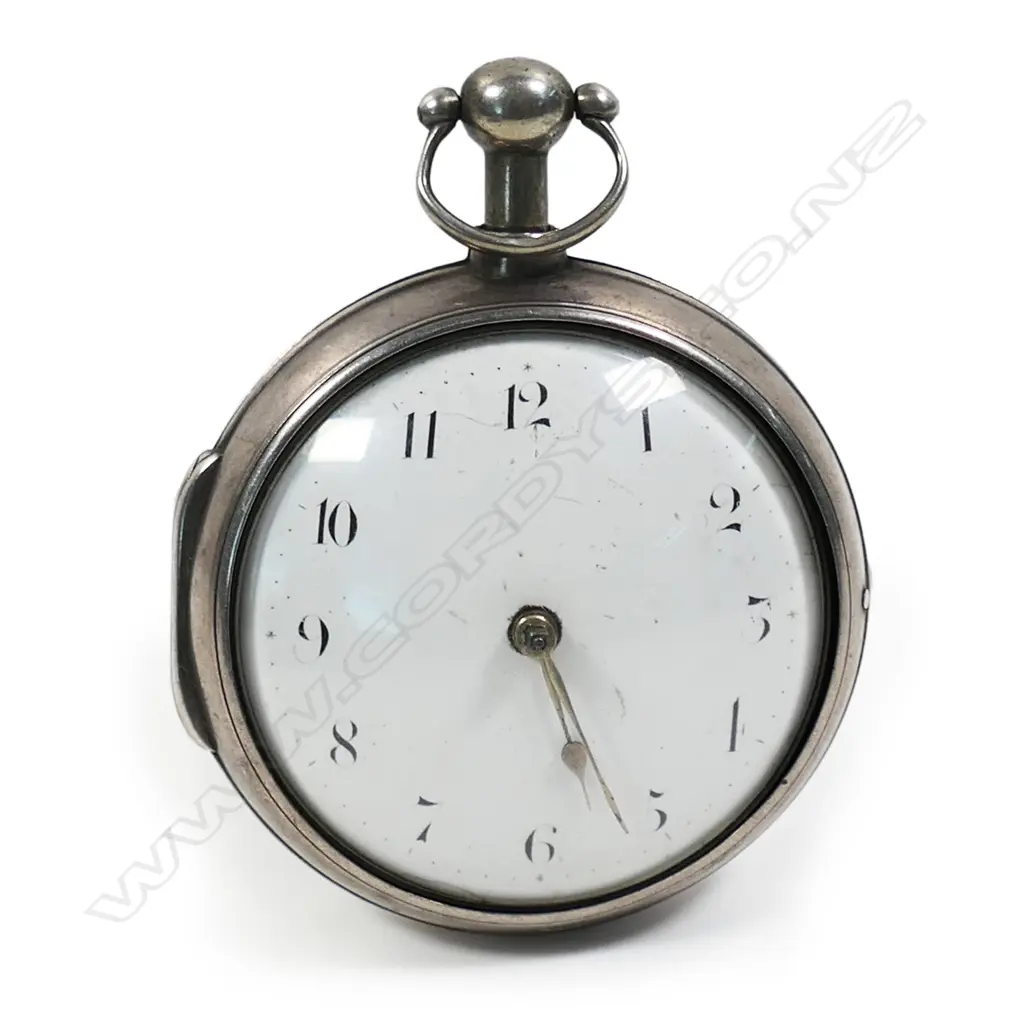A George III silver pair cased pocket watch, Image 1++