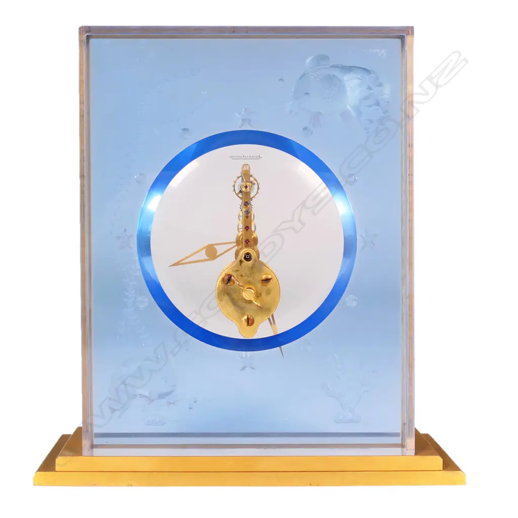 A vintage Jaeger LeCoultre lucite fish tank aquarium mantel clock, Image 1++