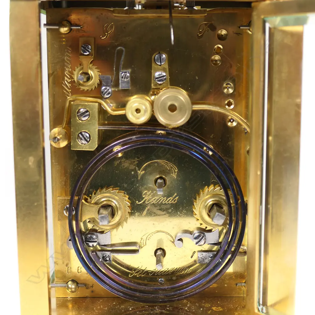 A quality 19thC French gilt brass repeater carriage clock, Image 1++