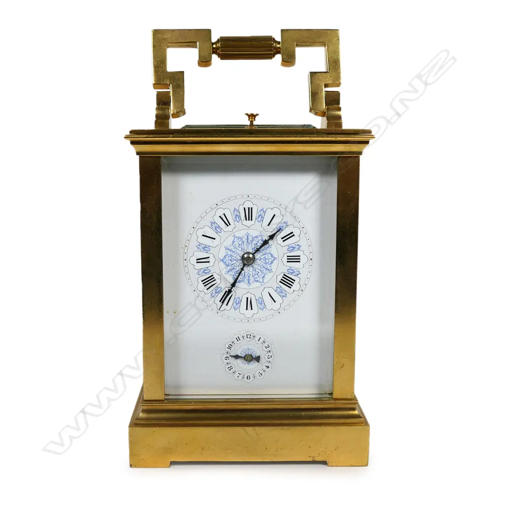 A quality 19thC French gilt brass repeater carriage clock, Image 1++