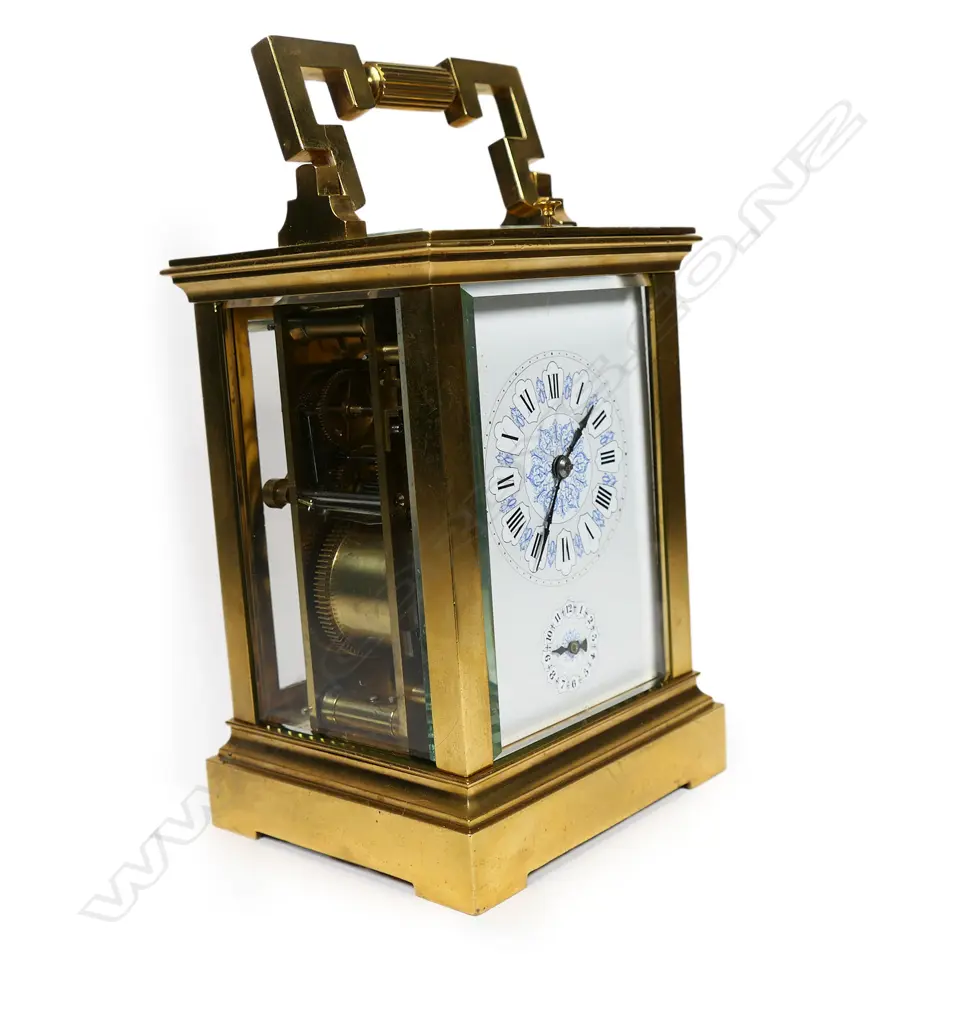 A quality 19thC French gilt brass repeater carriage clock, Image 1++