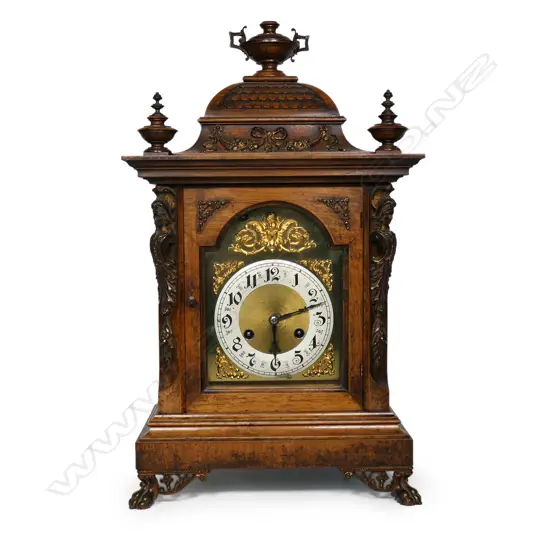 A Victorian walnut framed bracket clock,