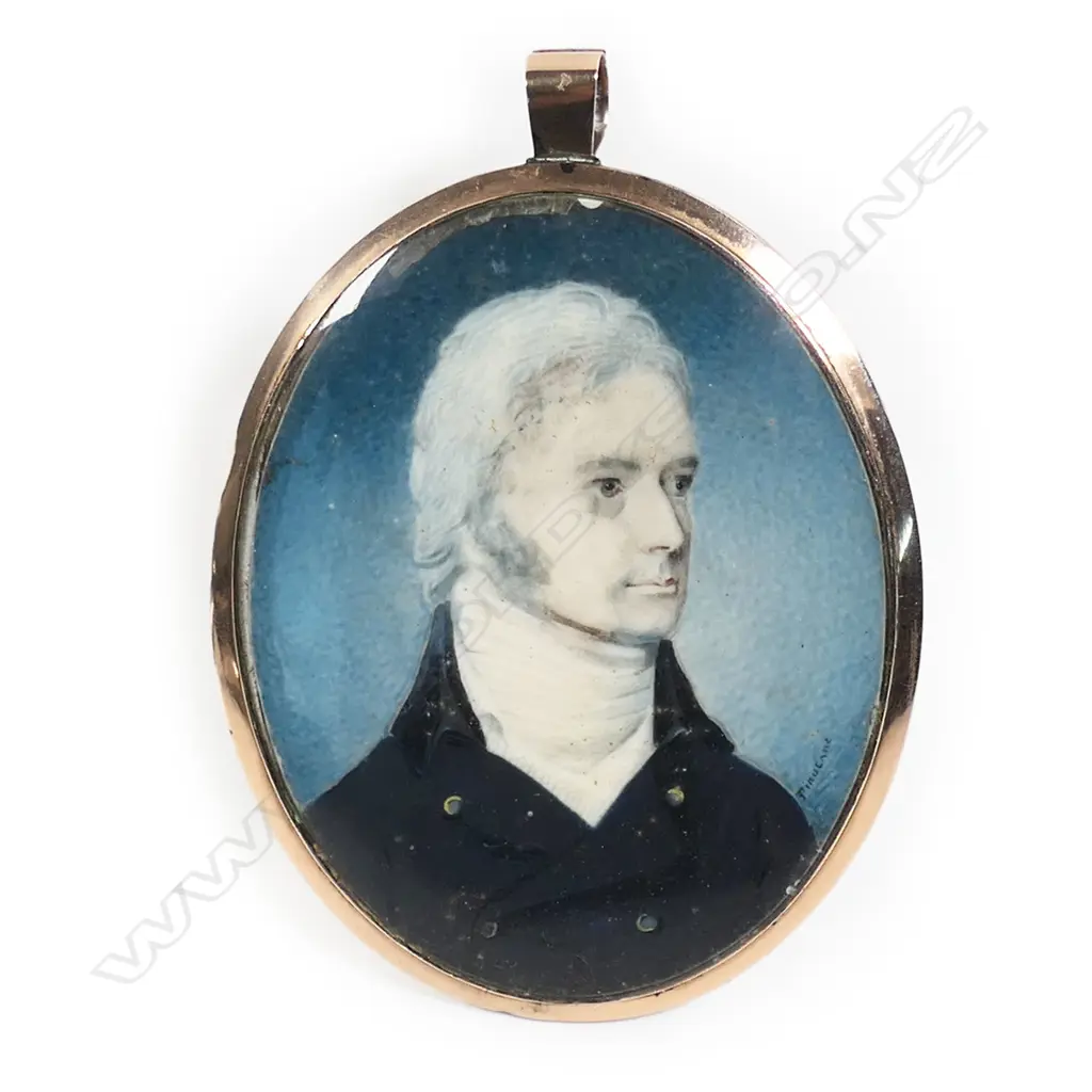 A George III hand painted portrait miniature on ivory by Mattias Finucane (1738-1814) , Image 1++