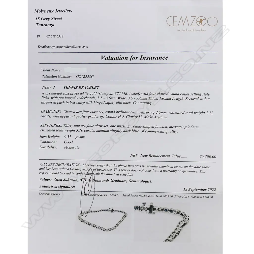 A 9ct white gold sapphire and diamond tennis bracelet, Image 1++