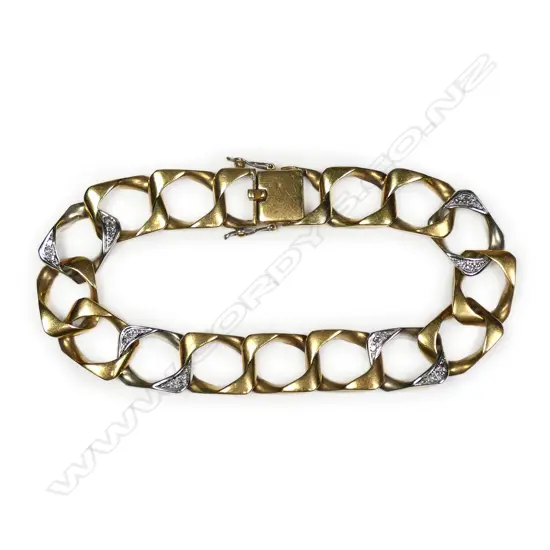 An 18ct gold and diamond chain link bracelet,