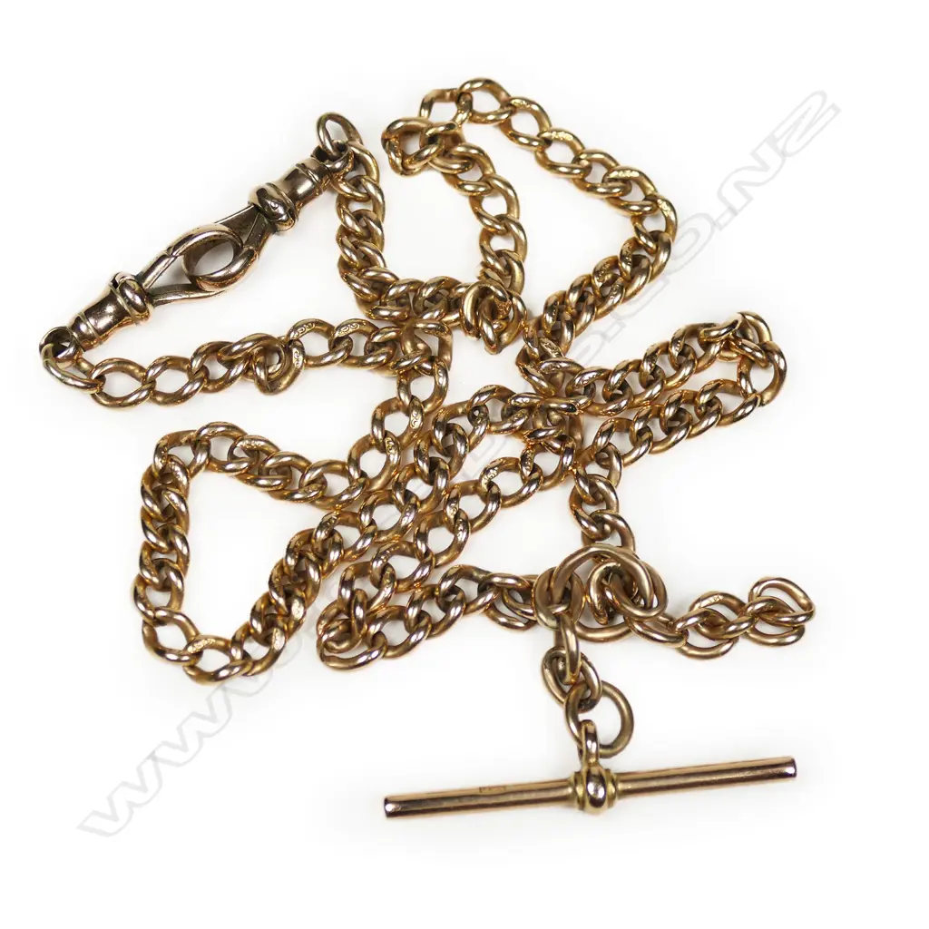 A 15ct gold Edwardian fob chain, Image 1++