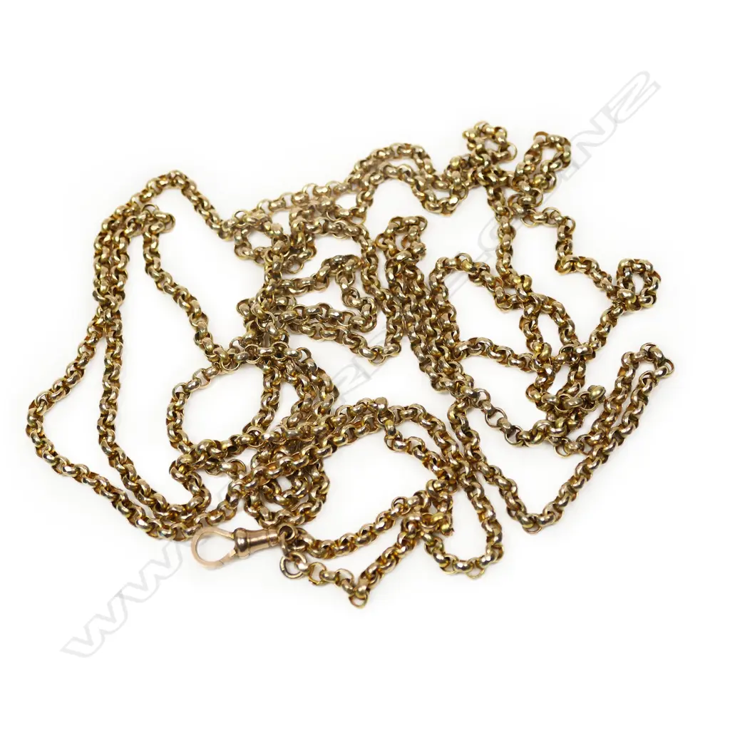 A c.1900 9ct yellow gold muff chain, Image 1++