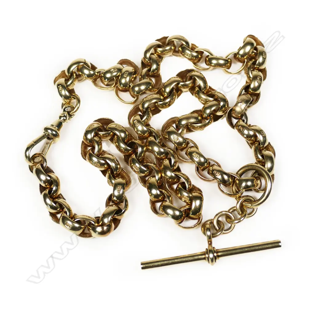 A 9ct yellow gold belcher link neck chain, Image 1++