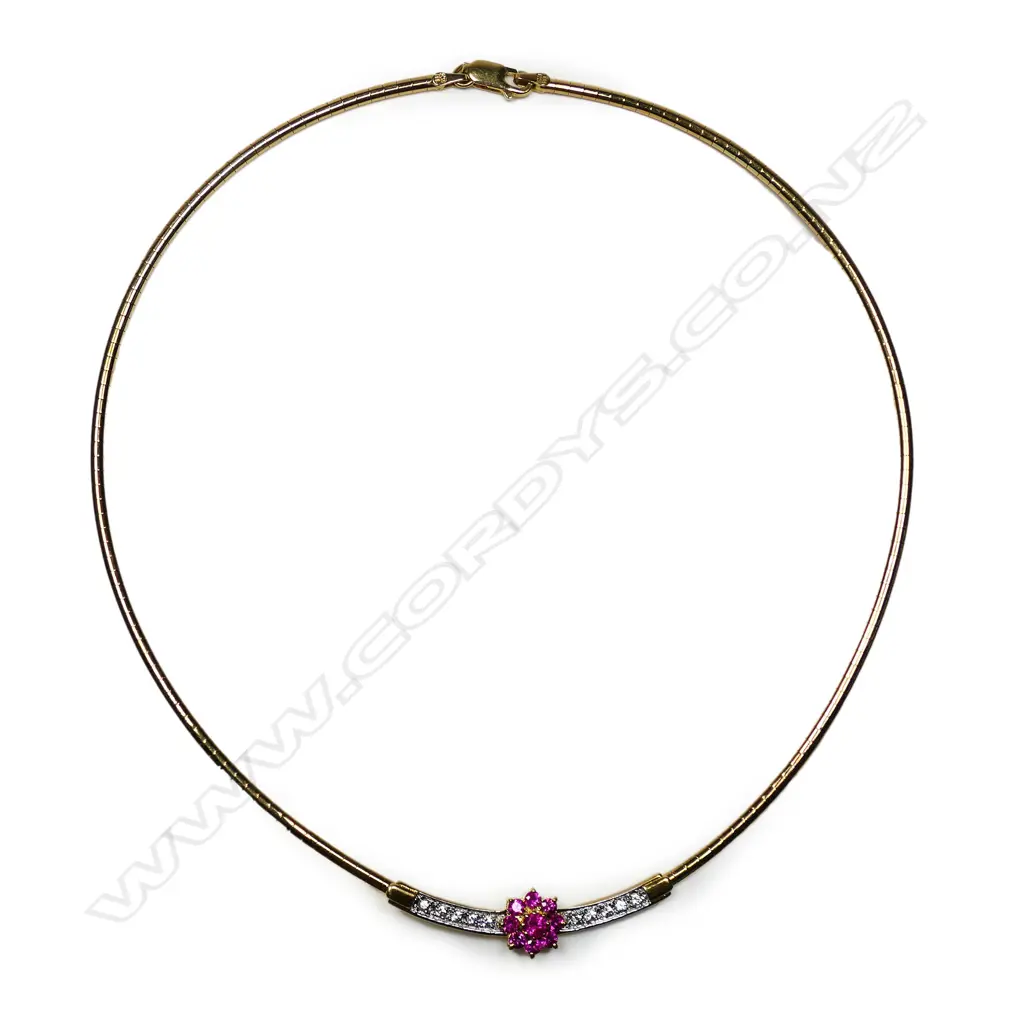 An 18ct gold ruby and sapphire necklet, Image 1++
