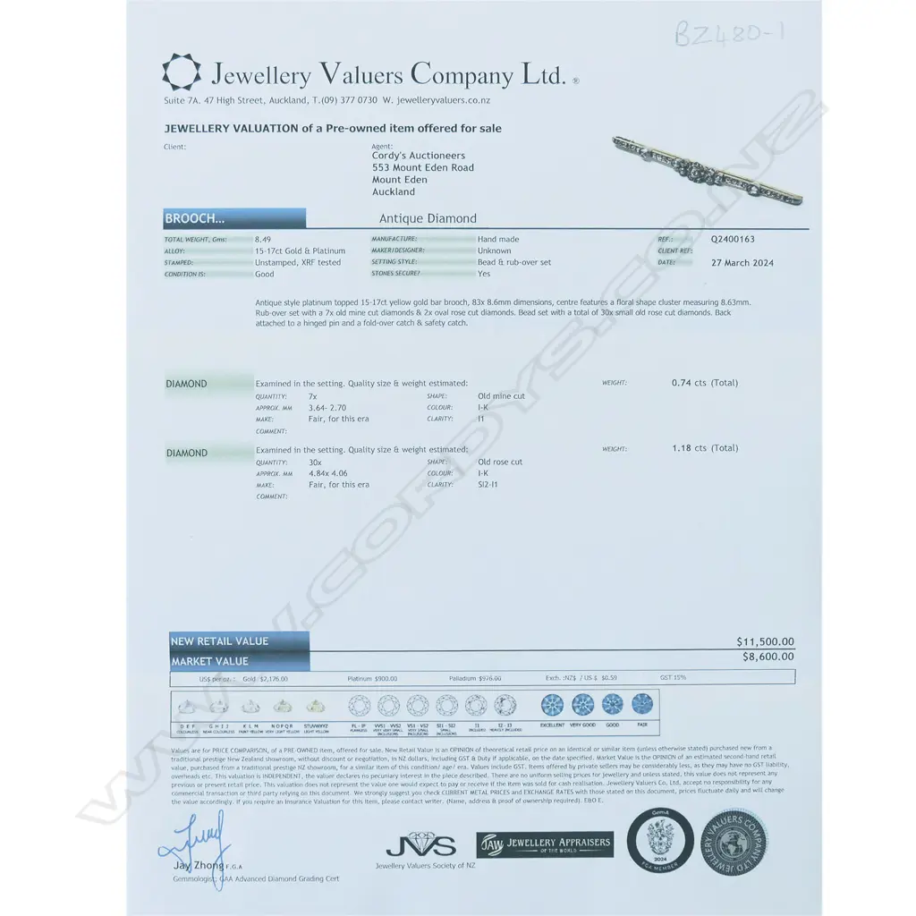 An antique gold and diamond bar brooch, Image 1++