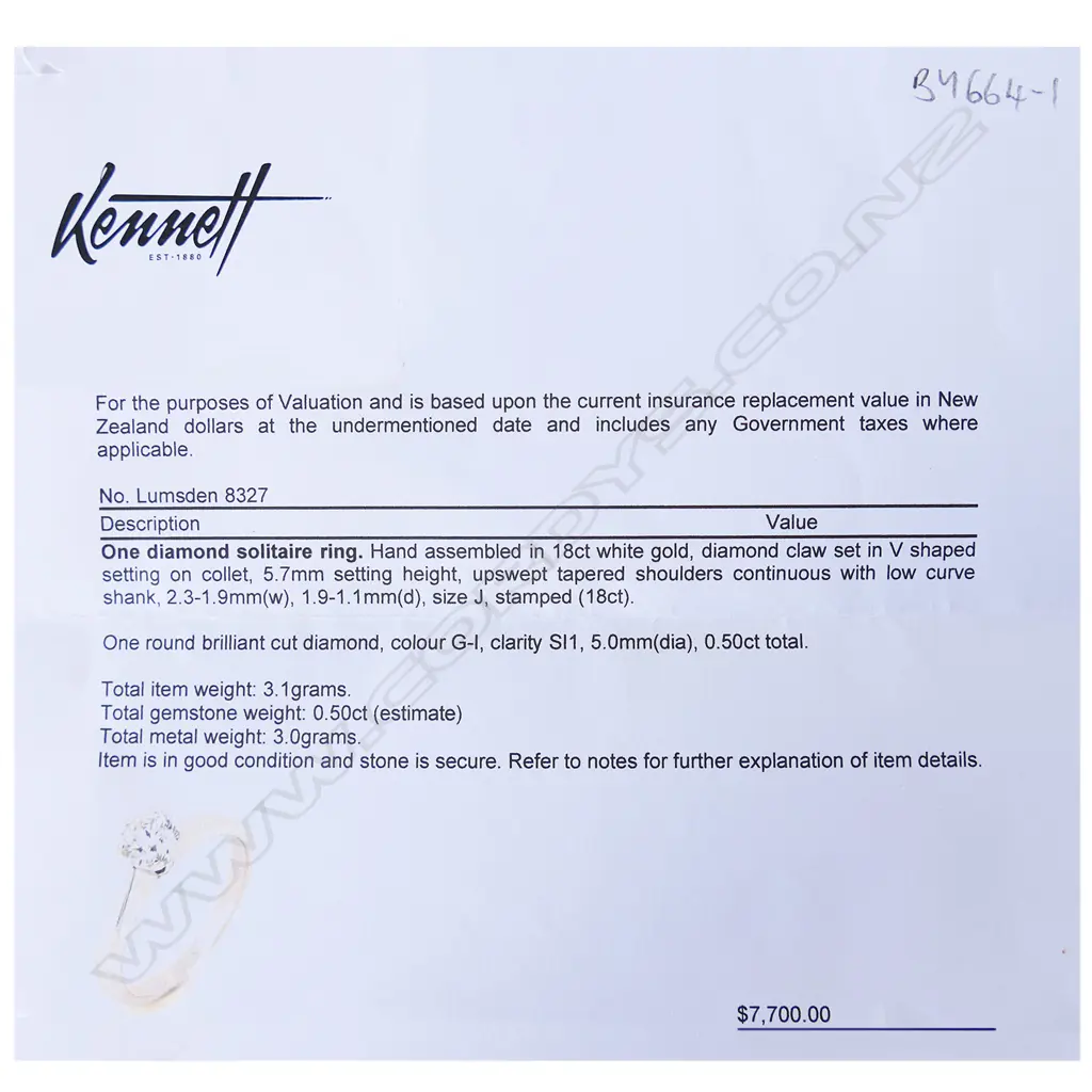 An 18ct white gold and diamond solitaire ring, Image 1++