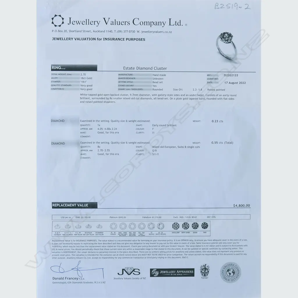 An estate 18ct gold and diamond cluster ring, Image 1++