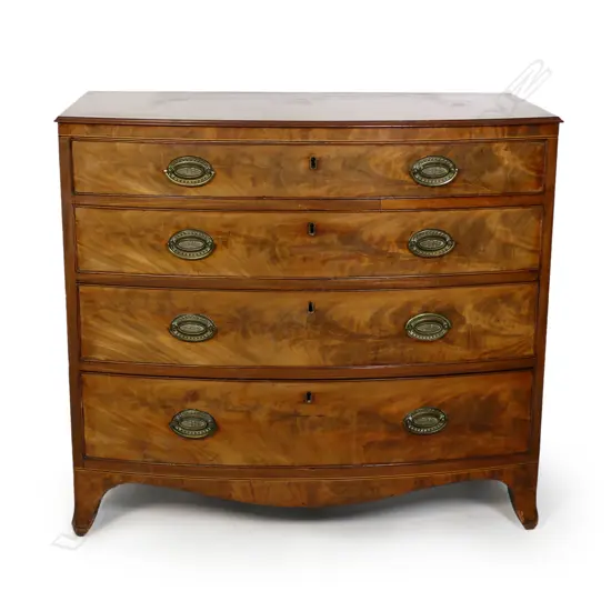 A Georgian mahogany bow-front chest of drawers,