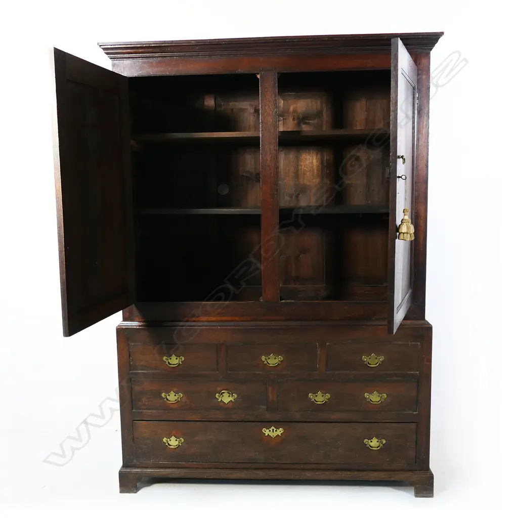 A George III oak section house keepers cupboard, Image 1++