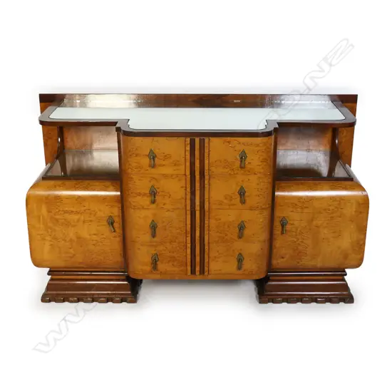 An unusual pale exotic timber Art Deco dressing table,