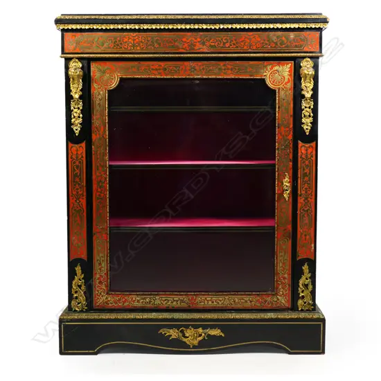 A 19thC French boulle and ormolu ebonised pier cabinet,