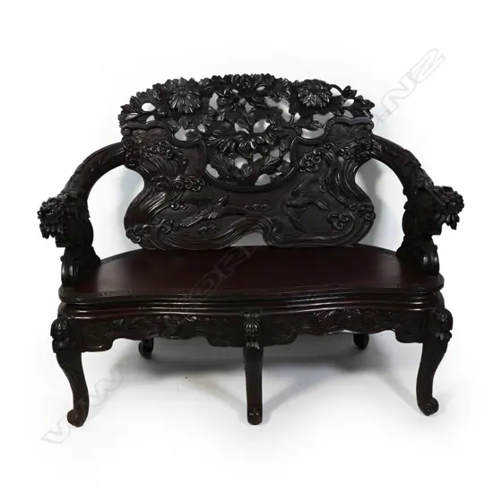 A vintage carved Japanese seat,