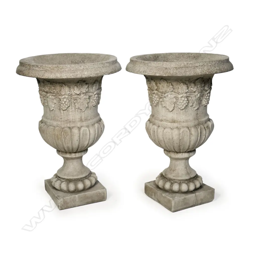 A pair of classical concrete pedestal urns, Image 1++