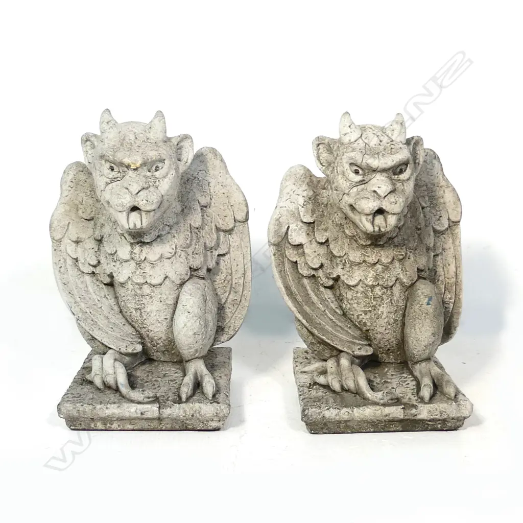 A pair of cast concrete garden snake gargoyles, Image 1++