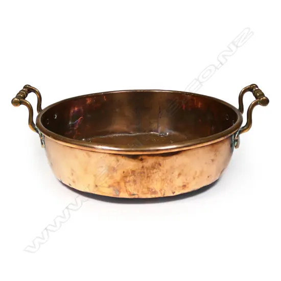 A Victorian copper two handled pan,