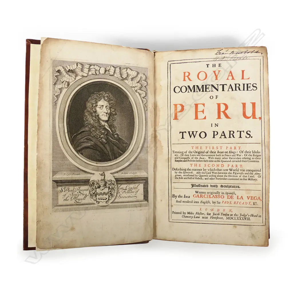 A folio edition of 'The Royal Commentaries of Peru in Two Parts' by Garcilasso de la Vega, Image 1++