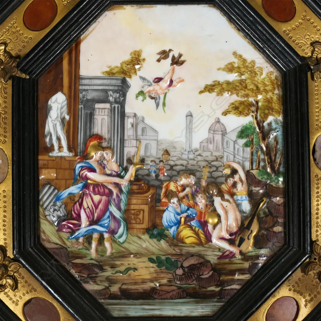 A pair of 19thC Naples Porcelain octagonal plaques, Image 1++