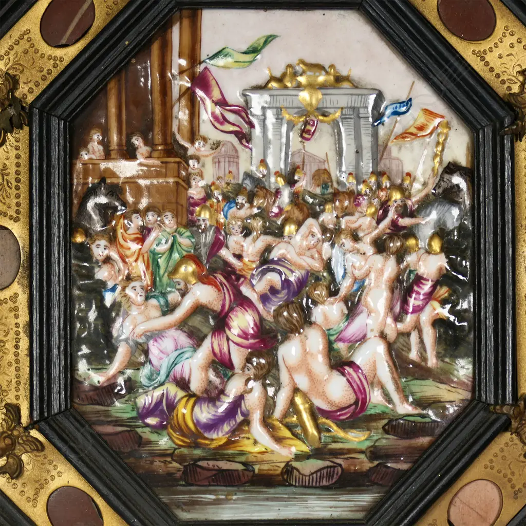 A pair of 19thC Naples Porcelain octagonal plaques, Image 1++