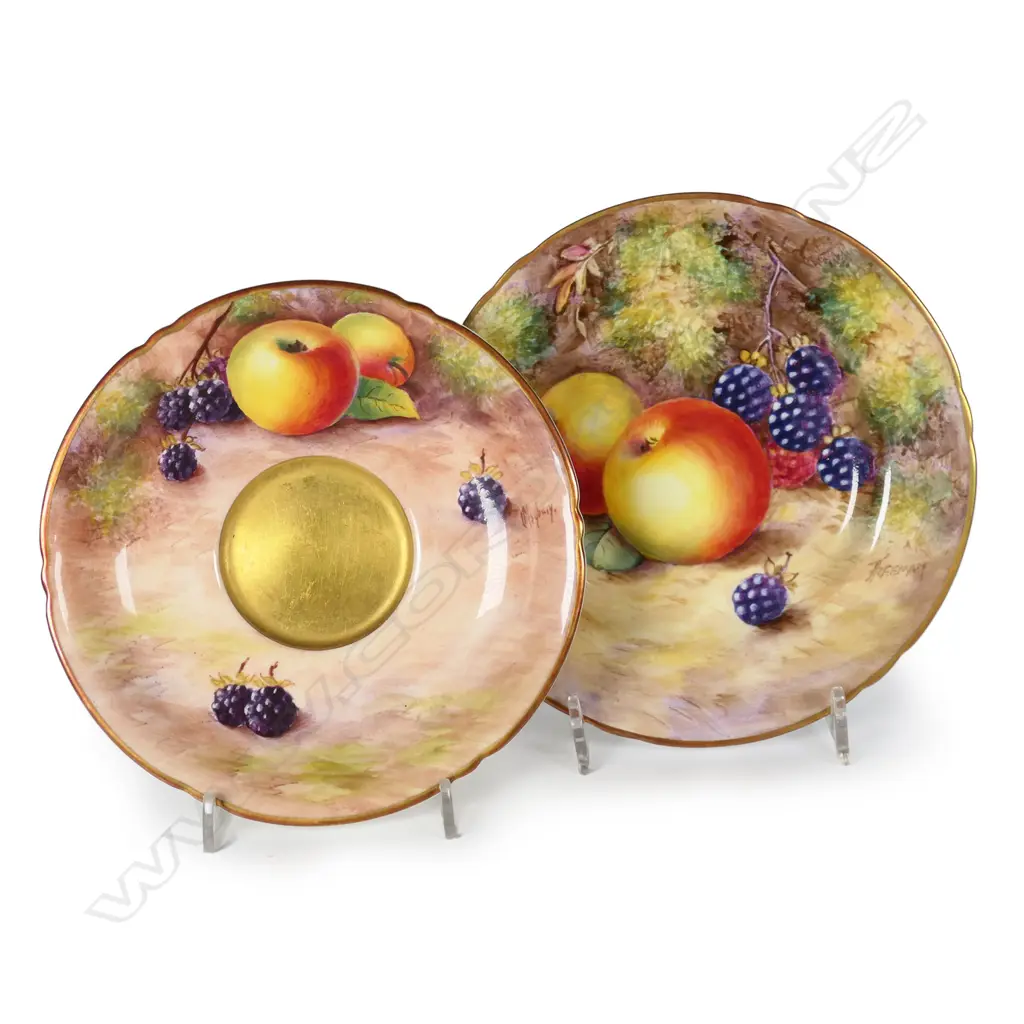 Royal Worcester fruit painted tea cup saucer and plate by Leighton Maybury, Image 1++